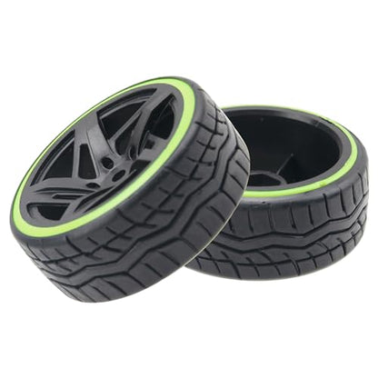 1/10 RC Drift Car Tires Hard Plastic Tyre & 12mm Hex Wheel Rims 5-Spoke Compatible with Traxxas 4-Tec 2.0 HSP Tamiya TT01 Kyosho HPI Redcat Racing MST 1/10 On-Road RC Drift Drifting Car