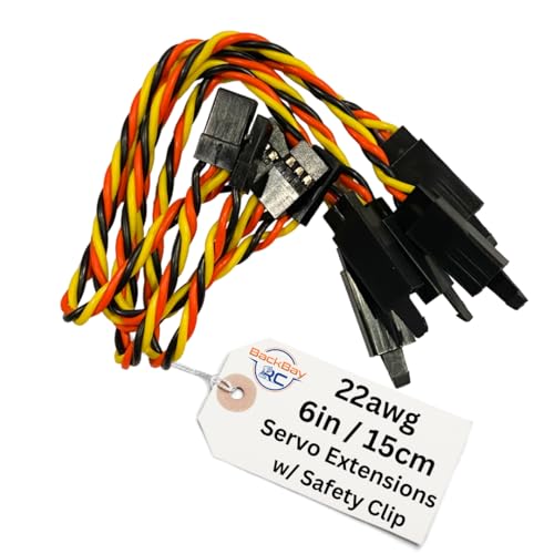 15cm / 6in 22awg Twisted Servo Extension Cable with Locking Safety Clip - 60 Strands for RC Vehicles, Drones, E-Bikes - 5 Wires per Pack - style: 15CM / 6in