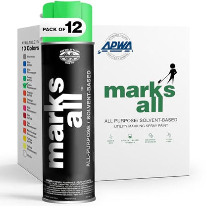 Fox Valley 18oz Marks All Solvent-Based Paint 12-Pack, Green Fluorescent - color: Green Fluorescent