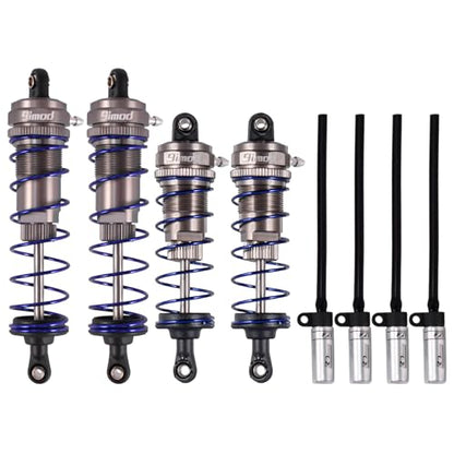 105mm Aluminum Threaded RC Car Shocks Set for 1/10 Crawler (Titanium) | 4PCS Front & Rear Shocks 105x93mm Adjustable Threaded RC Shock for Axial SCX10 90046, AXI231017,TRX-4,D90 1/10 RC Crawlers - color: Titanium