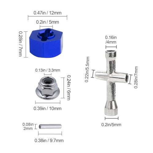 Hobbypark Aluminum 12mm Hex Wheel Hubs Adapters & M4 Flanged Lock Nuts for Traxxas 1/10 Slash 4X4 Stampede 4WD RC Car,Replace Part 1654 (Navy Blue) - color: Navy Blue