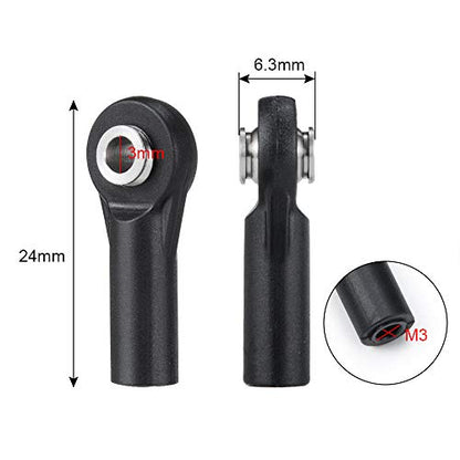 10Pcs M3 Plastic Bent Rod Ends,Black M3 Crawler Width Balls Ends for Axial D90 SCX10 RC Car (Black B) - color: Black B
