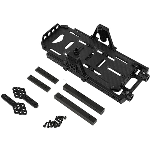 Metal Chassis Frame Kit Extended Rails with Shock Towers Battery Mount Bumper Mount Chassis Brace 4x4 Upgrade to SCX10 6x6 for 1/10 RC Crawler Axial SCX10 Modified Part (Black) - color: Black
