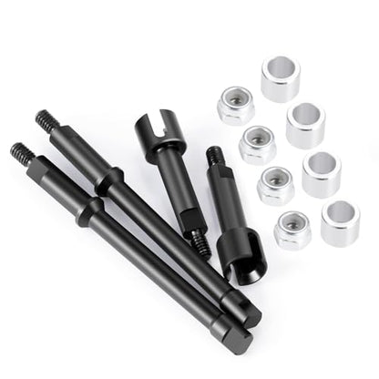 Que-T Heavy Duty Steel CVD Driveshafts +4mm Extended Front Rear Drive Shafts for 1/30 Axial Scx30 RC Crawler Car - size: 4mm Extended