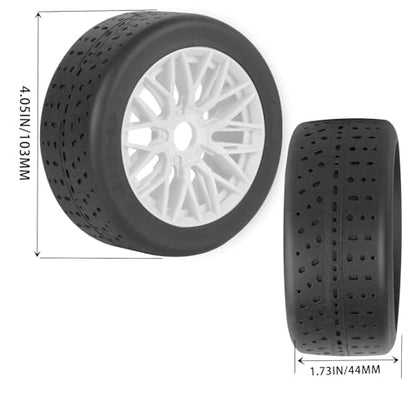RC Rubber Wheels Tires for 1/8 Typhon 6S BLX,1/7 Infraction 6S BLX,Limitless,4PCS Highway Wheels Soft Tires Truck Tire Highway Tires,White