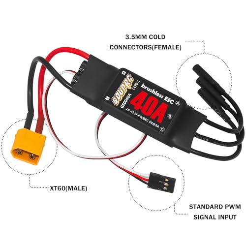 GOUPRC 40A Brushless ESC 2-3S Speed Controller with 5V/3A BEC & XT60 Plugs for Drone Helicopter Fixed Wing DIY RC Multi-axis Aircraft Airplane - style: 40A*1pc