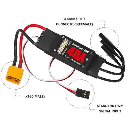 GOUPRC 40A Brushless ESC 2-3S Speed Controller with 5V/3A BEC & XT60 Plugs for Drone Helicopter Fixed Wing DIY RC Multi-axis Aircraft Airplane - style: 40A*1pc