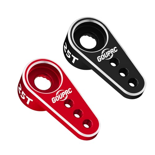 GOUPRC 25T SCX24 Servo Horn Servo Arm Kit for High Torque Servo for SCX24 1/24 RC Crawler Upgrades, Not for Original Servo Black Red - color: Black Red