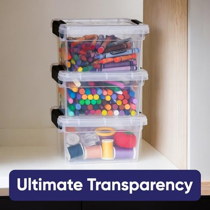 Superio Mini Storage Container Plastic Crayon Box Art Supplies and Sewing Case Stackable Clear Small Organizer for Beads, Stationery, Chalk, and Food, 1.4 Quart, 4 Pack - size: 1.4 Quarts, style: 4 Pack