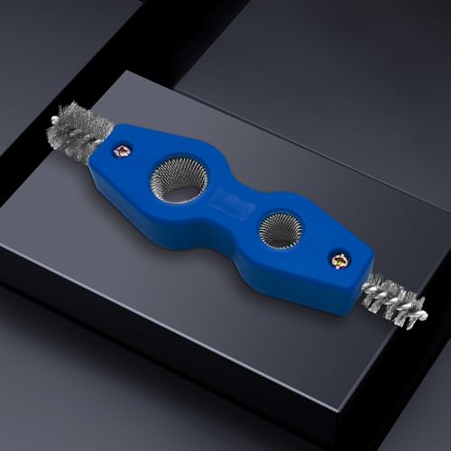 4 in 1 Car Battery Cleaning Brush, Battery Terminal Cleaner, Anti-Rust Auto Battery Cleaner Brush Tool with Steel Wire, Vehicle Battery Terminals Machine Parts Cleaning Tool for Cars (Blue) - color: Blue
