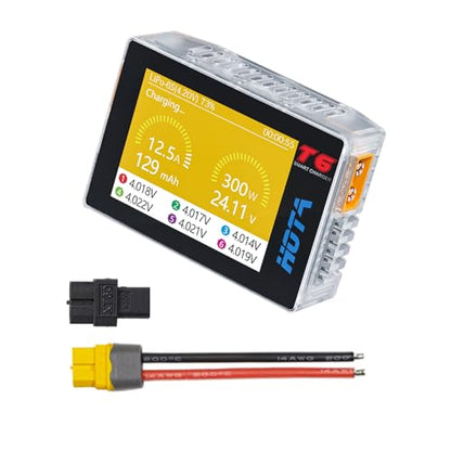 MEIVIFPV HOTA T6 RC Lipo Battery Charger for 1S 2S 3S 4S 5S 6S,300W 15A Smart Charger with XT60/PD Dual Input,Support PD3.0 & QC Charging for RC Car FPV Drone Batteries