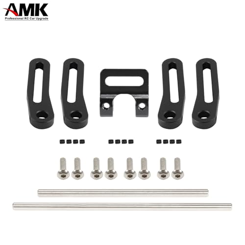 AMK Adjustable 1/10 Scale Bumper Mount Front Rear, Metal Bumper Set Complete for RC Crawler Body LCG Chassis Axial SCX10 II Element Enduro Gen7 Gen8 TRX6 TRX4 Upgrades (Black) - color: Black