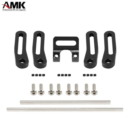 AMK Adjustable 1/10 Scale Bumper Mount Front Rear, Metal Bumper Set Complete for RC Crawler Body LCG Chassis Axial SCX10 II Element Enduro Gen7 Gen8 TRX6 TRX4 Upgrades (Black) - color: Black