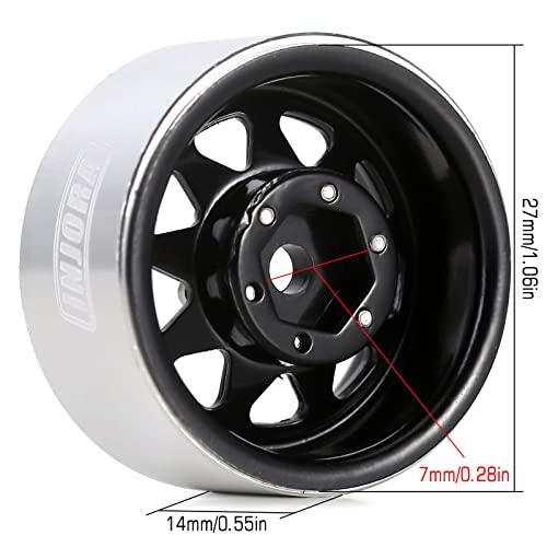 INJORA Stamped Steel 1.0 Beadlock Wheel -3.78mm Offset for Micro Crawlers - color: Black