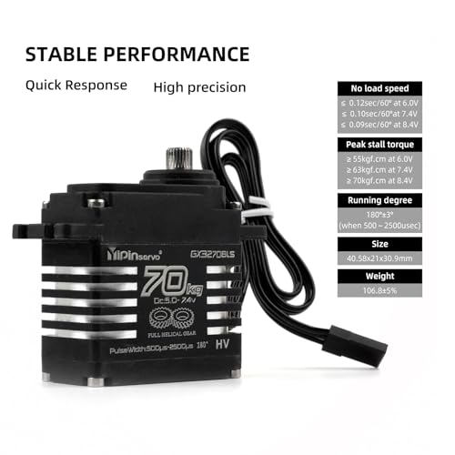70KG High Torque,GX3270BLS Digital RC Servo, 180/270/360 Degree Metal Gear, IP68 Brushless Motor, Black (4PCS 180 Degree) - style: 4PCS 180 Degree
