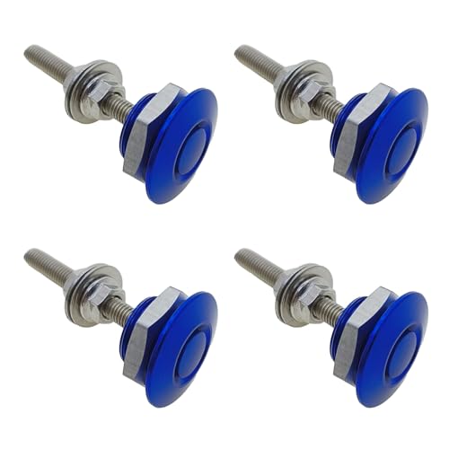 4Pcs Quick Latch Hood Pins, Universal Aluminum Quick Release Lock Latch Bumper, License Plate Lock Clip for Bumper Hood or DIY 1.25 inch(Blue) - color: Blue