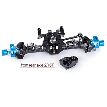 +9mm Aluminum Front Rear Straight Axle with Hydraulic Steering Link for 1/24 RC Crawler SCX24 Deadbolt C10 Jeep Gladiator Parts (Black Set) - color: Black Set