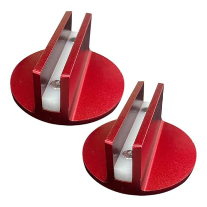 2PCS Universal Magnetic Jack Pad, 0.37" Slotted Aluminum Grooved Pad | Jack Puck Pinch, Pinch Weld Frame Rail Adapter with Large Slotted for Most Cars SUVs Trucks, Red - color: Red-2PCS