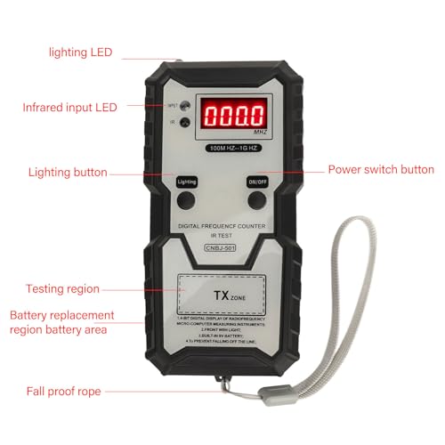 Remote Key Frequency Tester, 100MHZ to 1GHZ Infrared Remote Control Meter, Portable Key Fob Digital Counter for Access Control