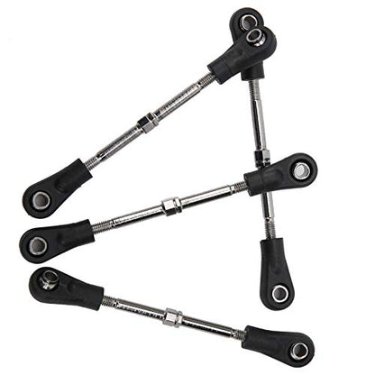 4pcs Rear Upper Linkage Rod for /10 RC Car, Metal Steering Tie Rod Pull with M3 Hex Screw, 68-77mm Length, Wear Suspension Upgrade Parts for RC Truck