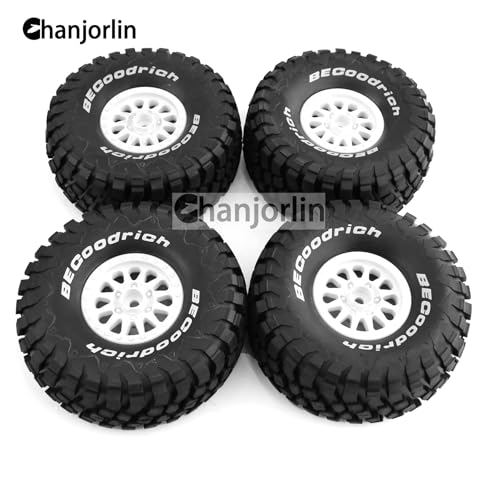 1/7 RC Short Course Truck Tires and Wheels 17mm Hex OD 5.43" 1/8 All Terrain Off Road Tyres with Foam Insert for 1:7 RC Buggy Monster Truck Car TRAXXAS UDR 85086-4 4PCS (White) - color: White
