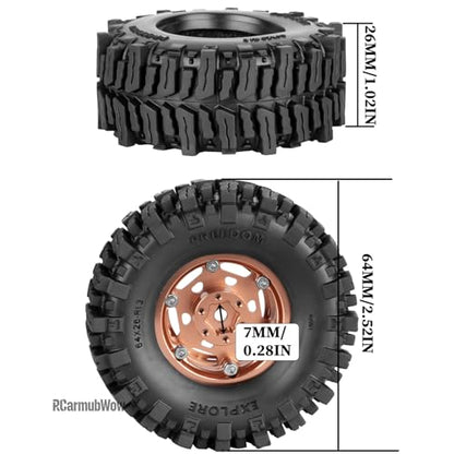 1.3 Beadlock Aluminum Alloy Wheels Rims & Tires Set with Foam Inserts for 1/18 TRX4M Ascent-18 1/24 SCX24 FCX24 RC Crawler Upgrade Parts,RCarmubWow 1.3 rc Wheels and Tires,4pcs,Brown - color: Brown(4pcs)