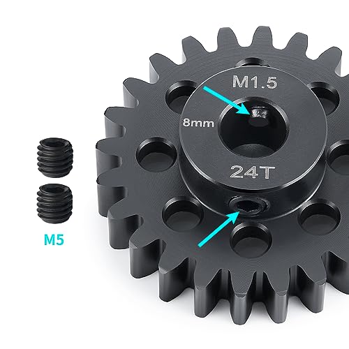 Mod 1.5 8mm Motor Gears 24T Steel Pinion Gear for 1:5 X Maxx 6S/8S | XRT 1/6 8S Monster 4WD 1/10 E-REVO Truck Upgrades - size: 24T