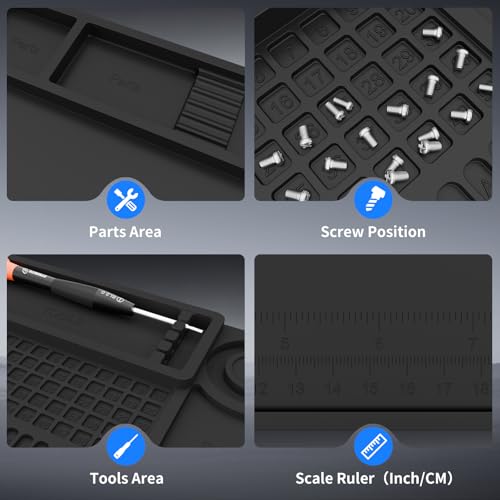 STREBITO Soldering Mat Silicone Work Mat, 932°F Heat Resistant 13.8"x9.9" | Magnetic Mat for Screws and Tools, Solder Mat Electronics Mat for Watch, Phone, Tablet, Eyeglass, Knife, Computer