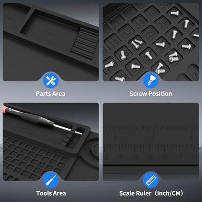 STREBITO Soldering Mat Silicone Work Mat, 932°F Heat Resistant 13.8"x9.9" | Magnetic Mat for Screws and Tools, Solder Mat Electronics Mat for Watch, Phone, Tablet, Eyeglass, Knife, Computer