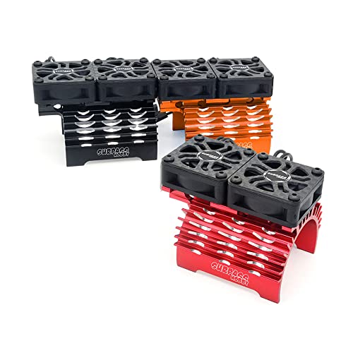 56mm RC Motor Cooling Fans, Hobby Twin Fan with Metal Heatsink for 1/8 1/10 RC Car 3650 3660 540 550 (56mm Red for 55/56/58mm Motor) - style: 56mm Red for 55/56/58mm Motor