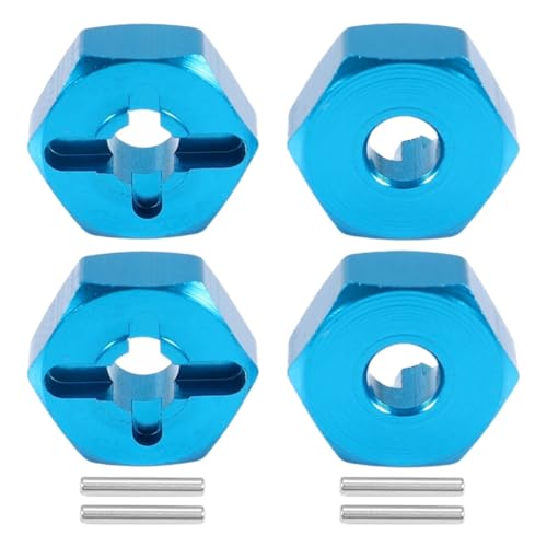 8pcs/Set Aluminum 12mm Wheel Hex Hubs Drive Adapter 5mm Thickness with 2x10mm pins for Redcat Axial HSP WLtoys Himoto Truck Model Car Upgrade Parts(Blue) - color: Blue