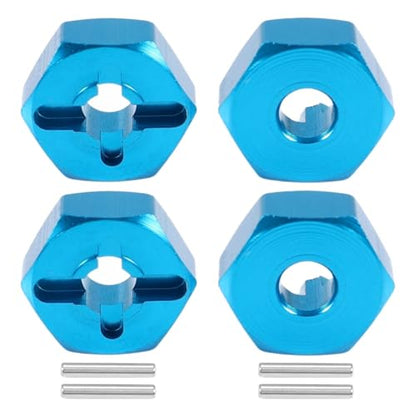 8pcs/Set Aluminum 12mm Wheel Hex Hubs Drive Adapter 5mm Thickness with 2x10mm pins for Redcat Axial HSP WLtoys Himoto Truck Model Car Upgrade Parts(Blue) - color: Blue