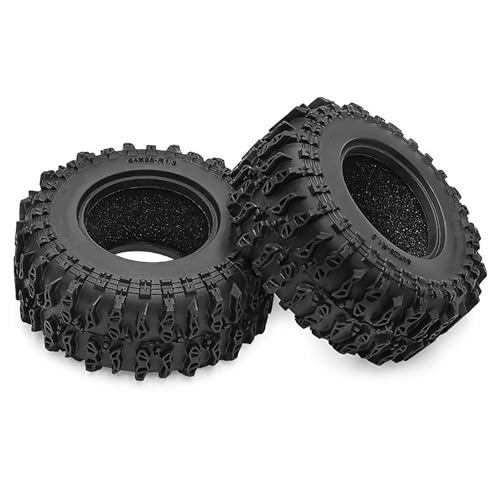 4PCS 1.3" Rubber Tire All Terrain Wheel Tyre with Foam Inserts for 1/12 1/14 1/18 1/24 Crawler Car for TRX4M SCX24 AX24 FCX24 FMS 1/24 Micro 1.0inch Beadlock Upgrade Parts (64x26mm,A) - color: 64x26mm,a