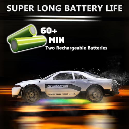 Remote Control Car RC Drift Car 2.4GHz 1:24 4WD 15KM/H High Speed Racing Sport Car with LED Lights Drifting Tire Racing Sport Toy for Adults Boys Girls Kids Gift - color: White