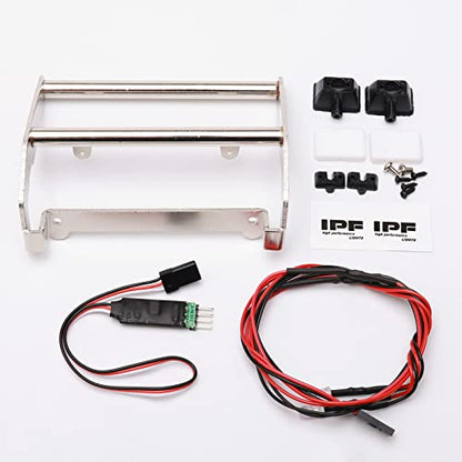 Silver RC Metal Front Bumper w/LED Lights for TRX-4 Ford Bronco 1/10 Trail Crawler Truck (Include CH3 Light Controller and Screwdriver)