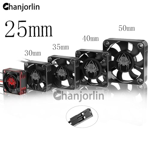 RC Car Metal Motor Cooling Fan 25mm 30mm 35mm 40mm 50mm RC Heatsink 28000RPM ESC Cooling Fans Silvery-Black for 1/8 1/10 1/12 Truck Off Road Crawler Car 540 550 Brushless OR Brushed (30mm)