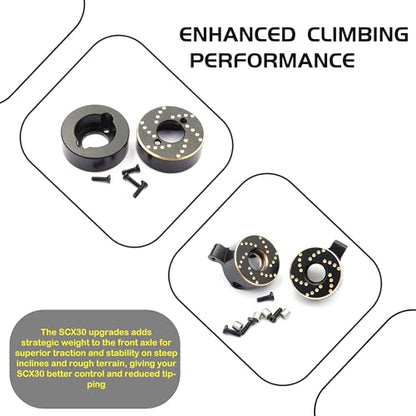 Brass Steering Knuckles & Rear Axle Weights for 1/30 Scale RC Crawler | Black Coating,CNC Machined,Heavy Duty Upgrade Parts,Easily install,Precision Fit