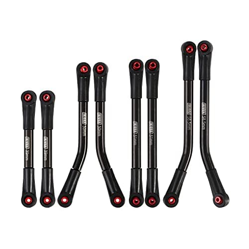 INJORA Steel 4 Links Set for SCX24 C10 JLU Bronco Base Camp 4Runner (Black) - color: Black