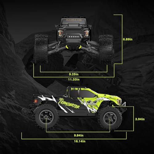 1/10 Brushless RC Cars, 50+ MPH, 4WD Trucks, Carbon Fiber, Ages 8+ | 60A ESC Monster Trucks, 3650 2650KV Brushless Motor, 3S LiPo, Gyro, CNC Central Differential, 11KG Metal Servo with 7075 Gear