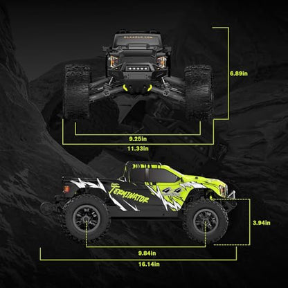 1/10 Brushless RC Cars, 50+ MPH, 4WD Trucks, Carbon Fiber, Ages 8+ | 60A ESC Monster Trucks, 3650 2650KV Brushless Motor, 3S LiPo, Gyro, CNC Central Differential, 11KG Metal Servo with 7075 Gear