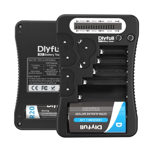 Battery Tester for AA AAA C D 9V, Button Cell & Household Batteries | LCD Display Universal Battery Checker for CR2032 CR123A CR2 CRV3 2CR5 CRP2, 1x AAA Batteries Included