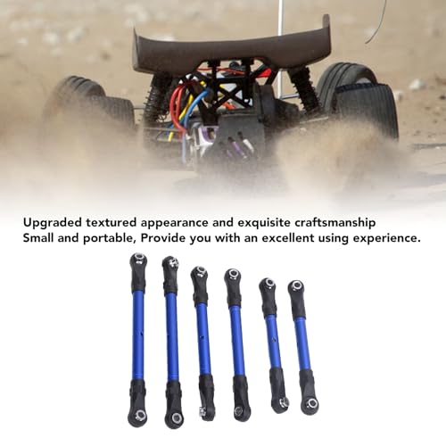 RC Tie Link Rods Set,6pcs RC Car Steering Tie Rod Aluminum Alloy Universal Spare Parts for Traxxas Slash Hoss Rustler,Improved Strength and Durability - color: Blue