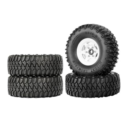 4PCS 1.55 Inch Aluminum Alloy Beadlock Wheel Rim Tyre and 95mm Rubber Tires Set for 1/10 RC Rock Crawler Car Upgrade Parts for Tamiya Axial AX90069 D90 TF2 CC01 LC70(6Spoke-White) - color: 6spoke-white