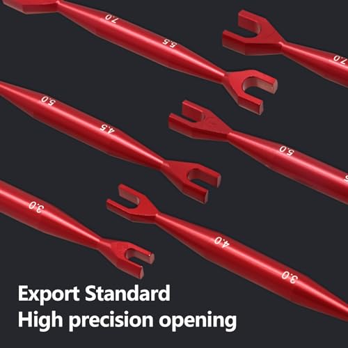 3pcs Aluminum Alloy Wrench 3-4mm 4.5-5mm 5.5-7mm Double End Universal Spanner Open End Small Wrench Set Repair Tool For Rc Crawler Car HSP Traxxas Axial SCX10 Truck (Red) - color: Red