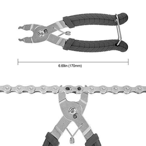 Oumers Bike Master Link Plier Tool, 2 in 1 Bicycle Chain Quick Link Opener-Closer Remover Compatible with All Speed Chain Repair - color: Gray