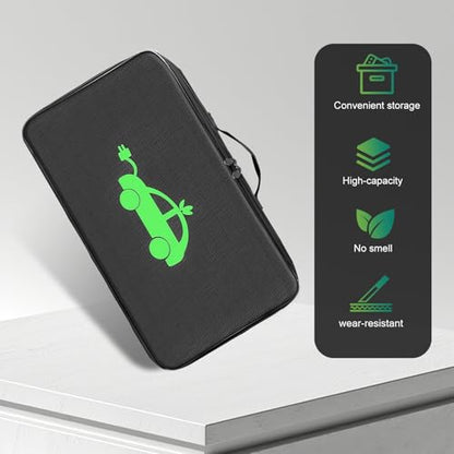 EV Charging Cable Storage Bag, Portable Rectangle Car Charger Cable Organizer Bag, Easy-clean Cord Hoses Carry Case, Universal for EV Cars (Black)