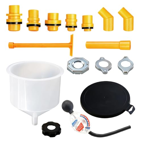 No-Spill Coolant Funnel Kit with Coolants Tester, Spill-Proof Auto Radiator Fill Funnel Kit, Car Fluid & Oil Funnels Flush Tool with Adapters, Vehicle Funnels Bleeder Accessories (15PCS&Tester) - color: 15PCS&Tester