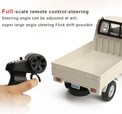 WPL D12 1:16 RC Mini Truck for Adults, 2.4G RC Car 4CH Off-Road Remote Control Pickup Truck, RC Drift Crawler Car Vehicle with Lights, 2 Batteries - size: 2 Batteries