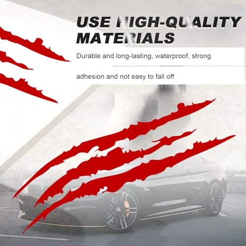 3-Pack Vinyl Claw Mark Decals | Hood, Headlight & Body Scratch Stripe Stickers for Car, Truck, SUV, Motorcycle (Red) - color: Red