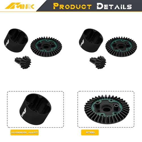 2PCS Diff Differential Case Cover 37t & 13t Gear Compatible with Arrma 1/10 Senton Big Rock Granite 3S BLX Diff Cover Outcast Kraton 4S 1/8 Typhon 3S Mojave Infraction Series Upgrades Part Black - color: Black